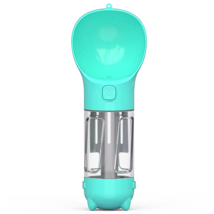 3-in-1 dog travel bottle — water, food & waste bags in one
